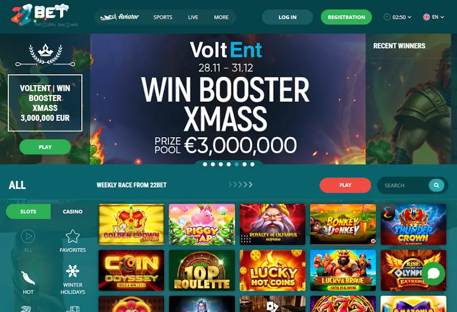 22Bet Casino Slots Screenshot